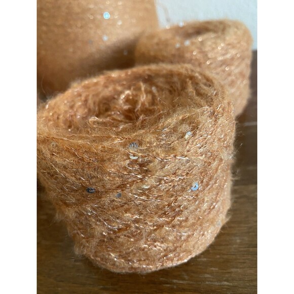 Fancy Soft 4 Skeins Orange Gold Sequins Silver Glitter 200g Total #448 - Picture 2 of 3